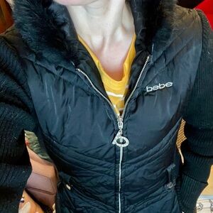 Bebe Black Quilted Down Feather Filled Puffer Coat